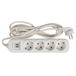 Удлинитель "Эксперт" 4 гнезда 2 метра 16А/3,5кВт с 2 USB 2,1А ПВС 3x1 EKF PROxima