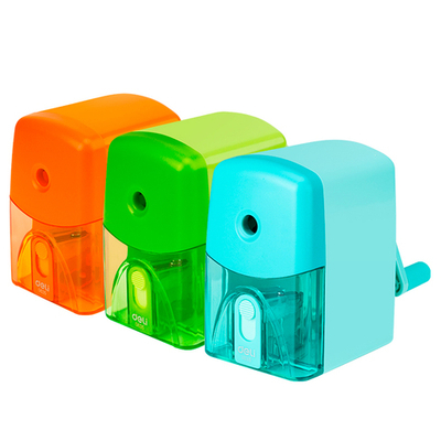 Точилка DELI "RIO" механическая, 1 отверстие, с контейнером, ассорти