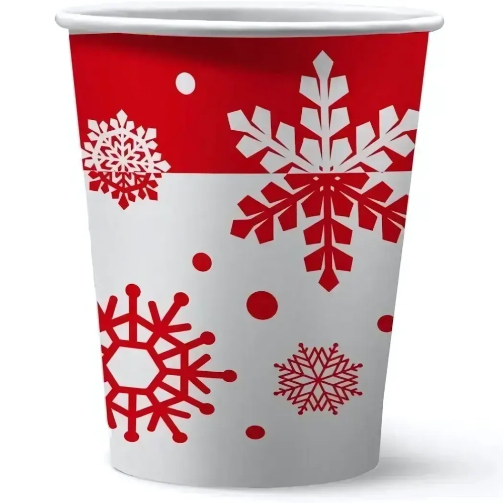 Набор бумажных стаканов 6шт 250мл «Снежинки - 2»