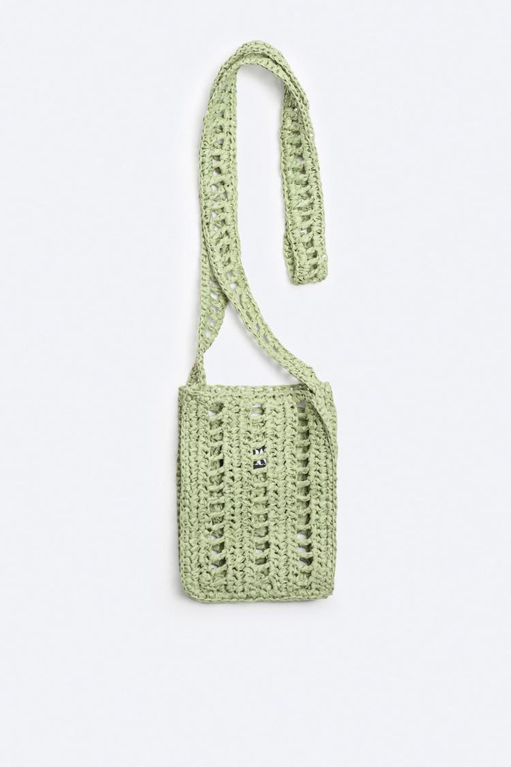 ZARA ПЛЕТЕНАЯ МИНИ-СУМКА, ЗЕЛЕНЫЙ