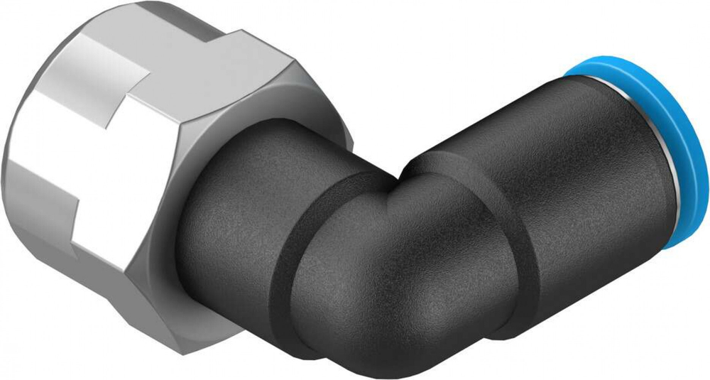 QSLF-1/4-6-B Угловой штуцер с цанговым зажимом и резьбой