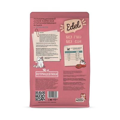 Сухой корм Edel Sterilised Lamb для стерилизованных кошек с ягненком, Пакет 1,5 кг