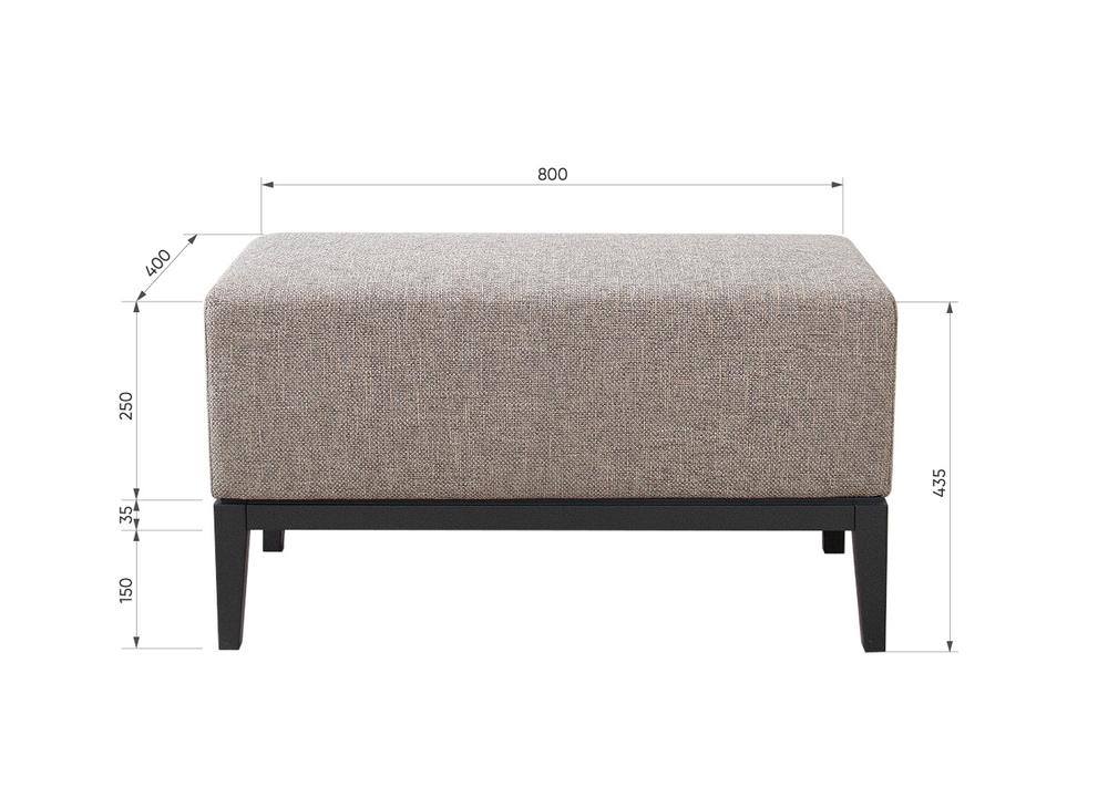 Банкетка Fjord 80 см (бежевый рогожка, бук под эмалью)