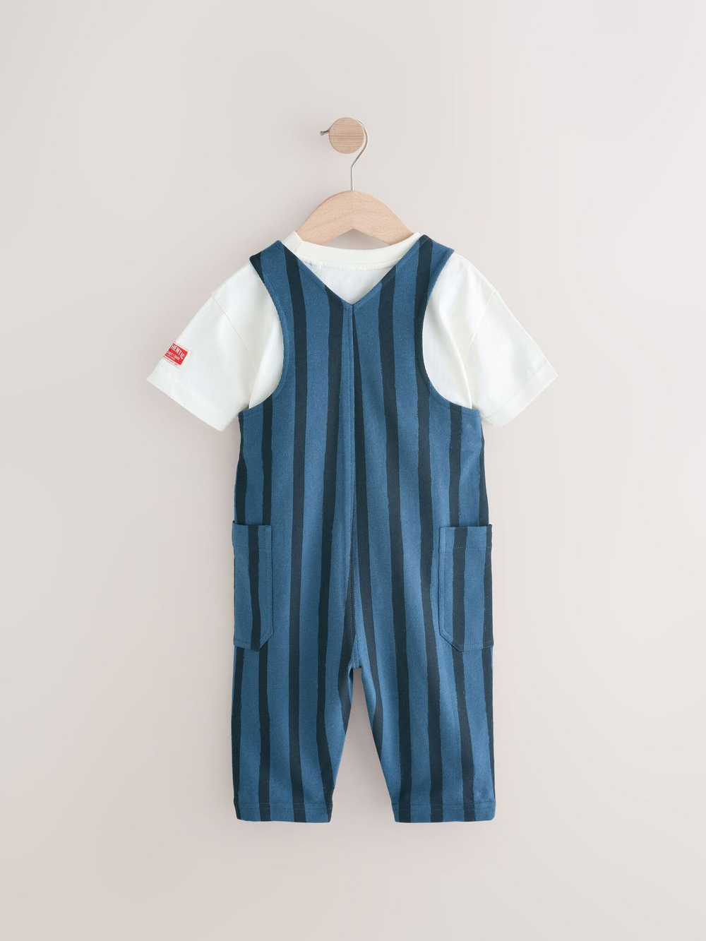 Комбинезон летний и футболка в комплекте для мальчика Next E60-790, Темно-синий, Белый