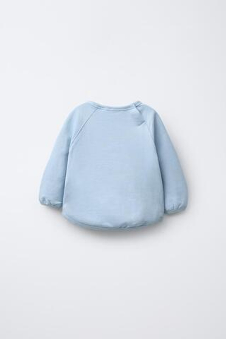 ZARA ТОЛСТОВКА С НАШИВКОЙ ИЗ МАХРОВОЙ ТКАНИ, ГОЛУБОЙ