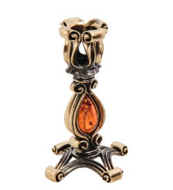 Народные промыслы AM-2973 Подсвечник «Капля» (латунь, янтарь)