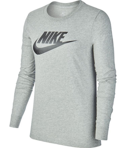 Женская теннисная футболка (dł. Рукава) Nike Swoosh Essential LS Icon Ftr - dk grey heather/black