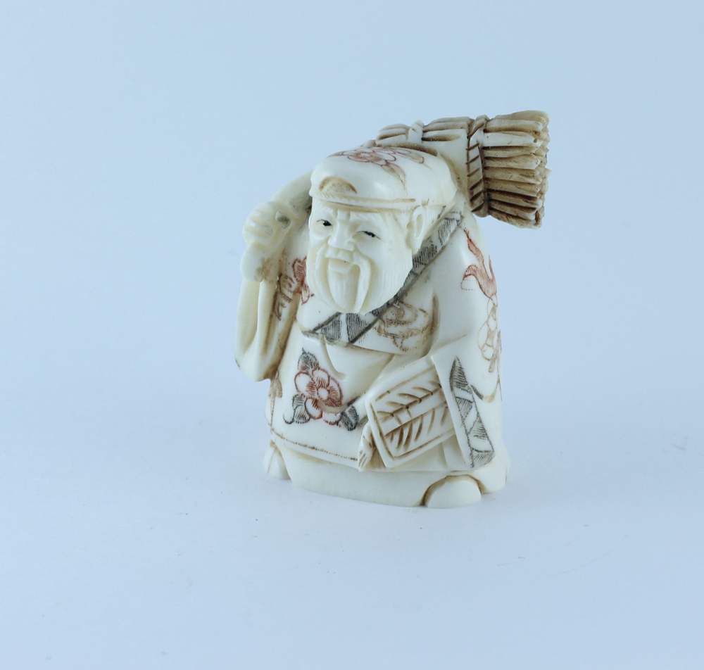 Эксклюзивная нэцкэ Дзюродзин с волшебной метелкой и веером