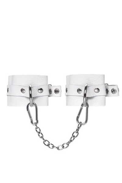Белые мягкие кожаные оковы с люверсами