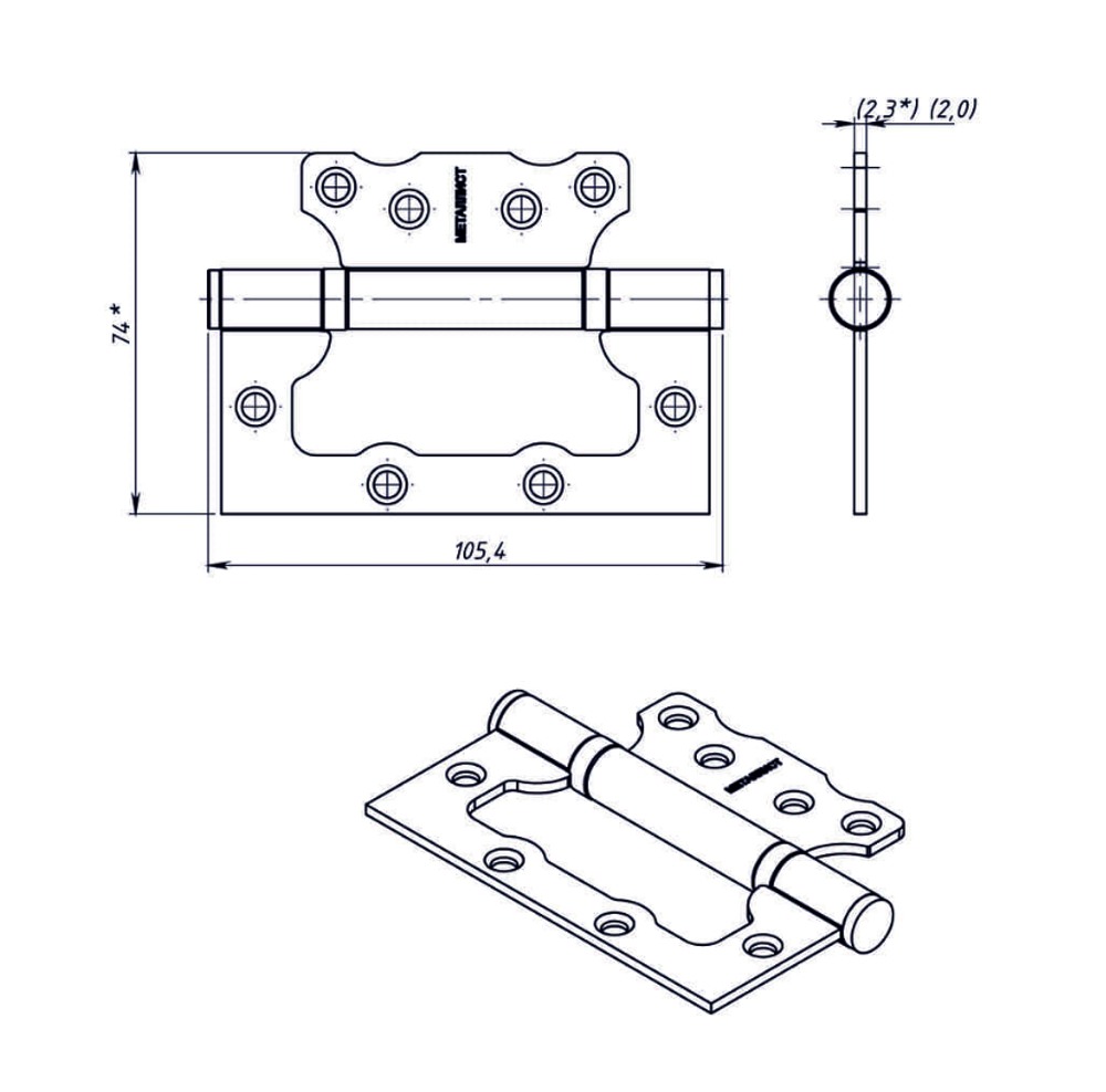 ПЕТЛЯ НАКЛАДНАЯ МЕТАЛЛИСТ ПНУ-100 S=2.3ММ ЦИНК