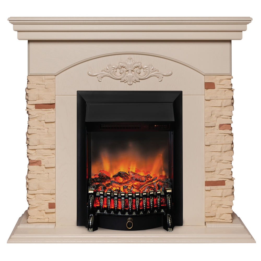 Каминокомплект Real Flame Neapolis WT с очагом Fobos Lux Black RC