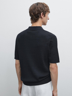 Massimo Dutti Трикотажная футболка с воротником поло, темно-синий