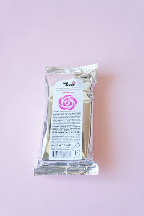 Мастика сахарная "ванильная РОЗОВАЯ" Top Decor 100 гр