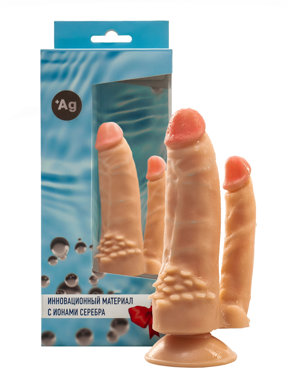 Фаллоимитатор двойной с ионами серебра № 11 реалистик 17 см