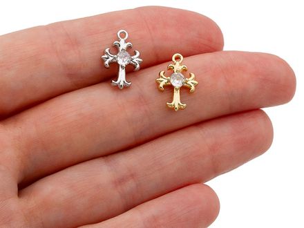 Подвеска "Крест" 14,5мм, с кристаллом