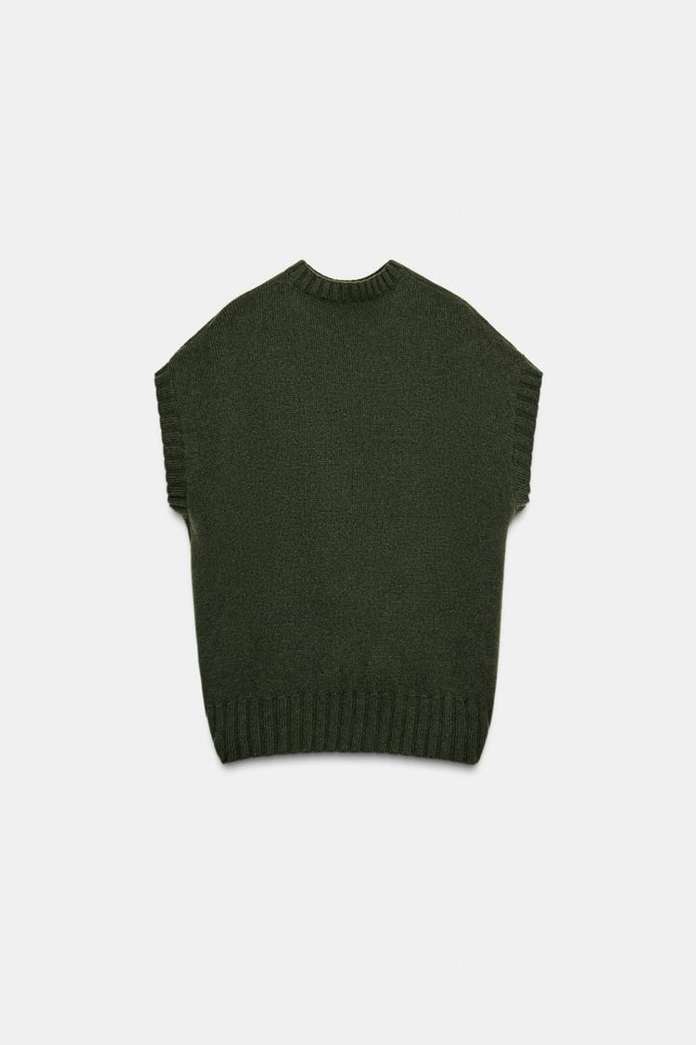 ZARA ЖИЛЕТ ОВЕРСАЙЗ ИЗ ШЕРСТИ С АСИММЕТРИЧНЫМ НИЗОМ, ЗЕЛЕНЫЙ