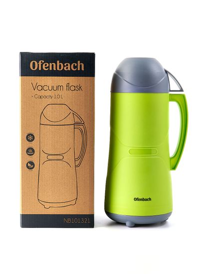 Термос 1000 мл. пластиковый со стеклянной колбой Ofenbach NB 101321
