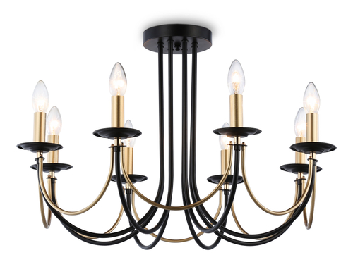 Подвесная люстра со сменной лампой TR9622/8 BK/CGD черный/золото E14/8 max 40W D700*450