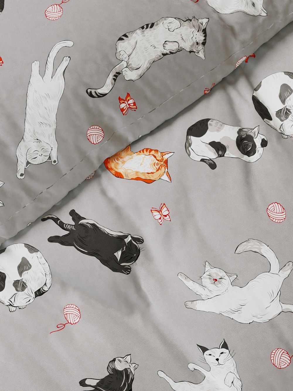 Простынь на резинке "Kitties" 180х200 см  Сказка сатин