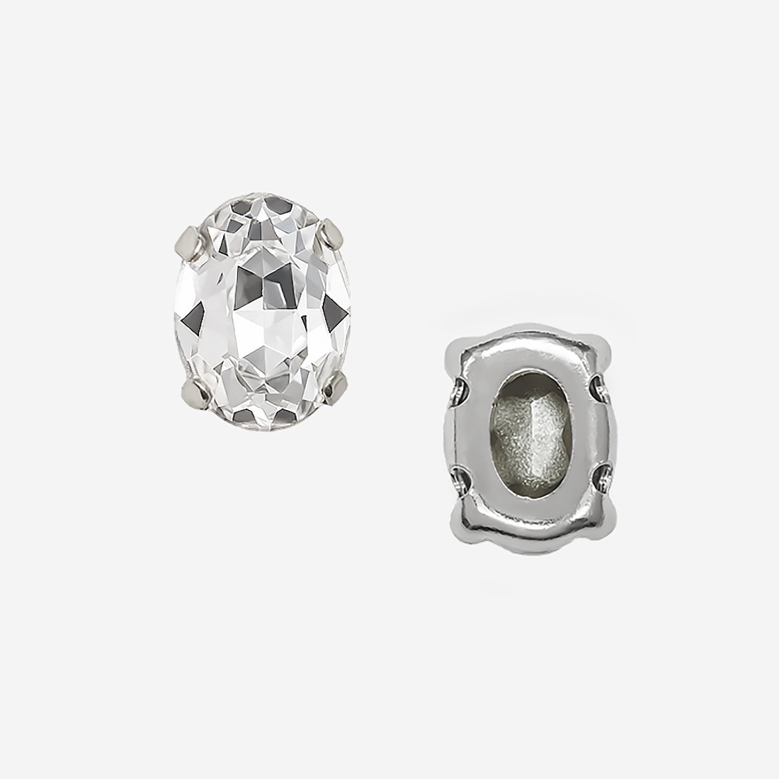 Кристалл Овал (Oval Fancy Stone) в цапах, оттенок "Кристалл"/"Crystal", 8*6мм, родирование