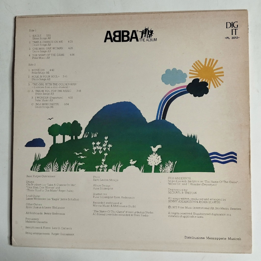 Винтажная виниловая пластинка LP ABBA The Album (Italy 1978)