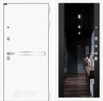 Дверь Входная Лабиринт Лайн WHITE С зеркалом Максимум с тонировкой Черный кварц