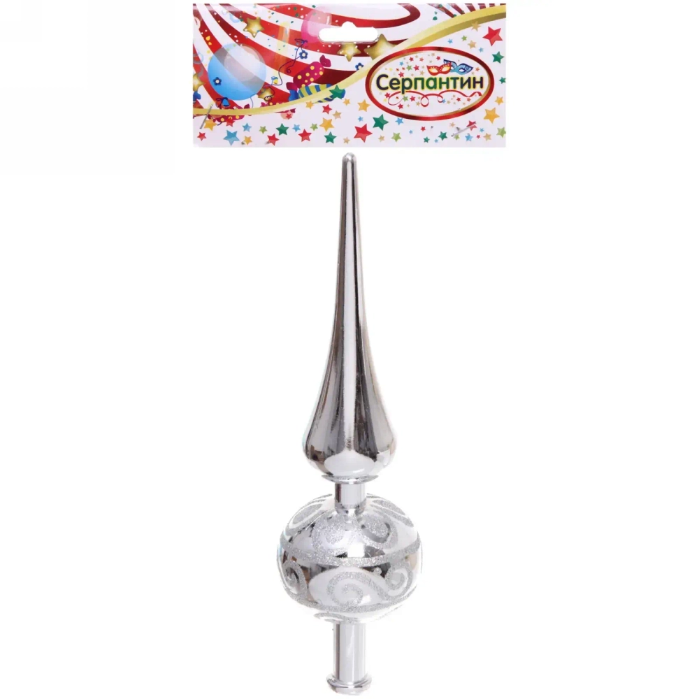 Верхушка на ёлку 23 см «Волшебный узор», Серебро