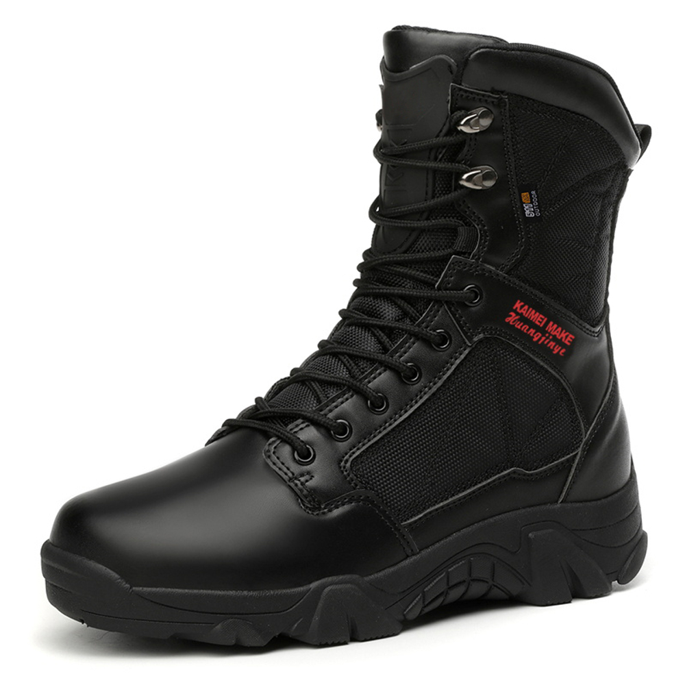 QINGZU PU, Mesh Breathable Abrasion Resistant Cushioning Short Combat Boots Men"s