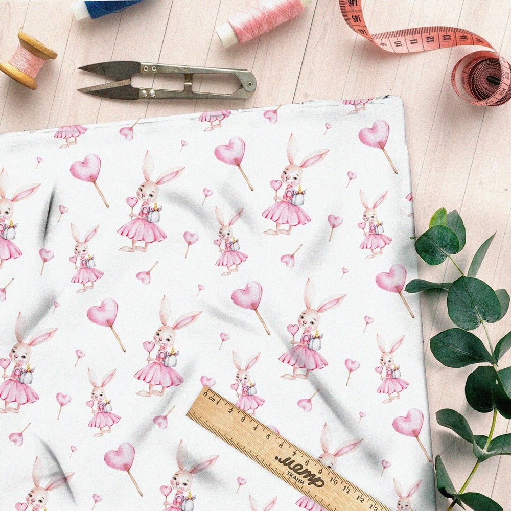 Ткань штапель нежная зайка в платье