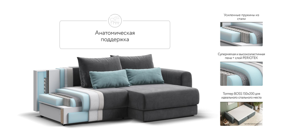 Модульный угловой диван РИЧМОНД MODOOL Велюр Monolit серый