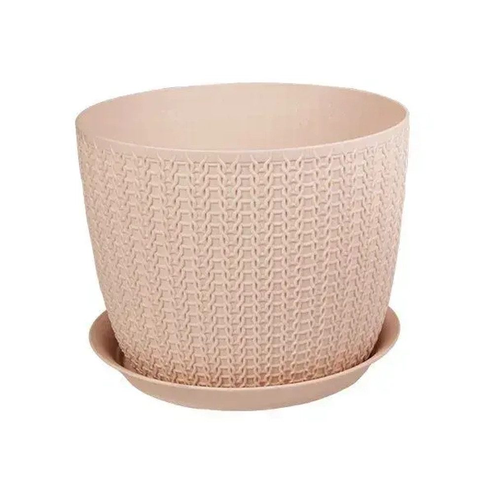 Кашпо ВЯЗАНИЕ D180мм 2,8л с поддоном чайная роза 0,14,18х0,18м (комплект 12 шт)