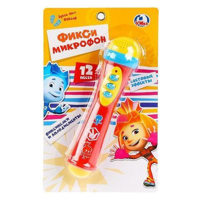 Микрофон "Фиксики" на бат. 12 песен из мультфильма, свет, в блистер ZY307297-R (Умка)