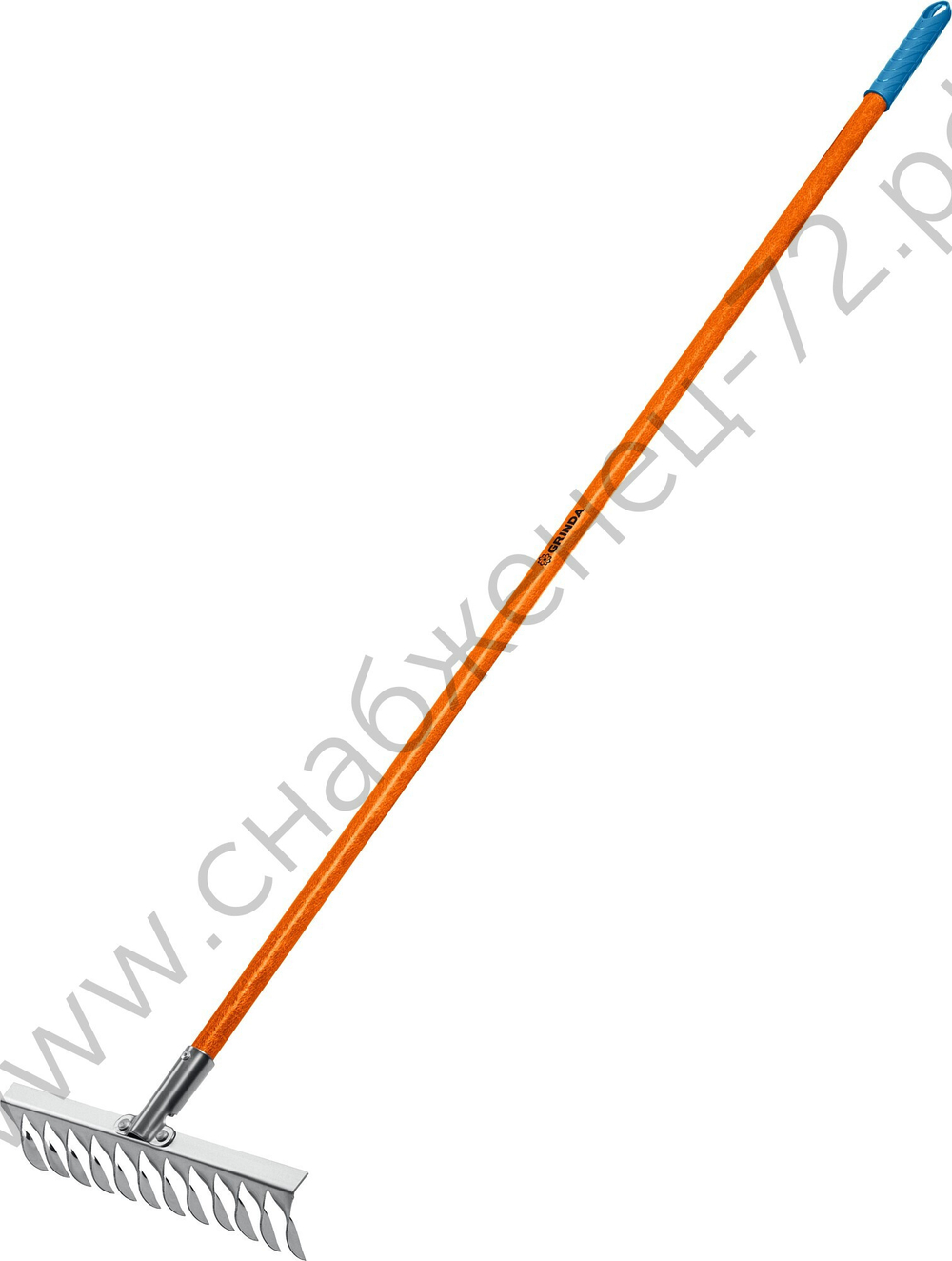 GRINDA PS-12 FIBER, 380 х 100 х 1530 мм, 12 витых зубцов, нержавеющая сталь, фибергласовый черенок, садовые грабли, PROLine (39482-12)