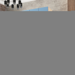 Шкаф Агератум МДФ двухсекционный с антресолью и стеллажом в синей эмали - Дуб молочный 8622  150*60*220