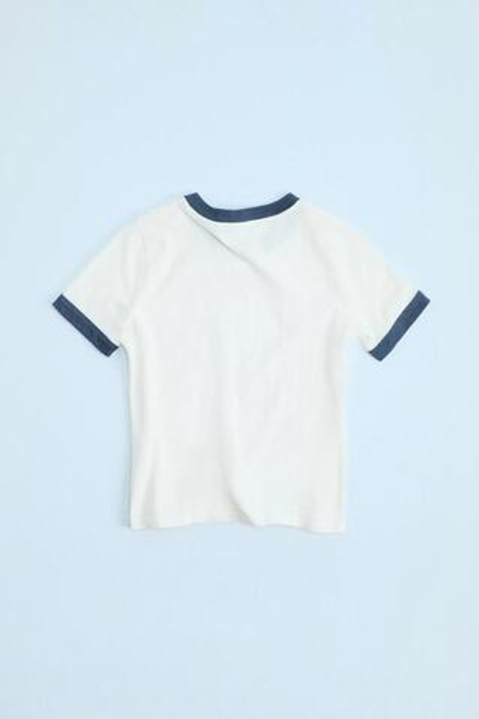 ZARA ФУТБОЛКА С ЭФФЕКТОМ ПОТЕРТОСТИ И РУБЧИКОМ, СИНИЙ