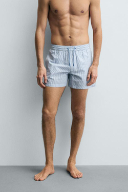 ZARA ПЛАВКИ ИЗ ЖАТОЙ ТКАНИ, НЕБЕСНО-ГОЛУБОЙ