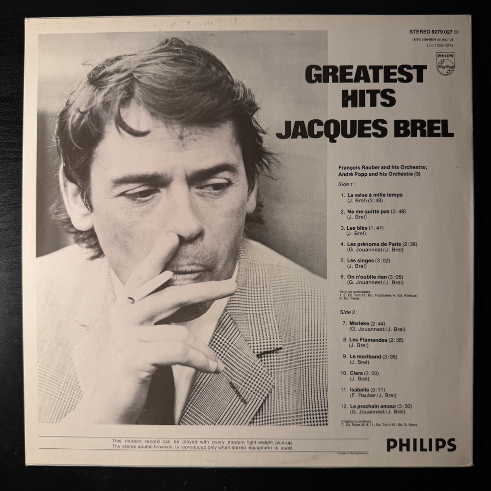 Jacques Brel ‎– Greatest Hits (Голландия)