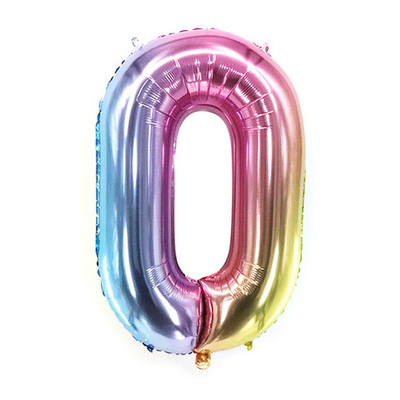 Шар фольга Цифра 0 Радужная 40"/102см с гелием