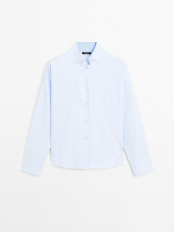 Massimo Dutti Рубашка из 100% хлопкового поплина, небесно-голубой