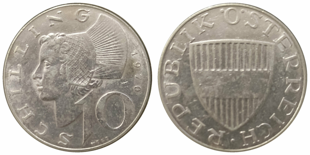 Австрия 10 шиллингов, 1957-1973 XF