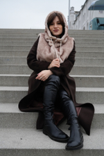 Меховой манишон 2в1 ореховый