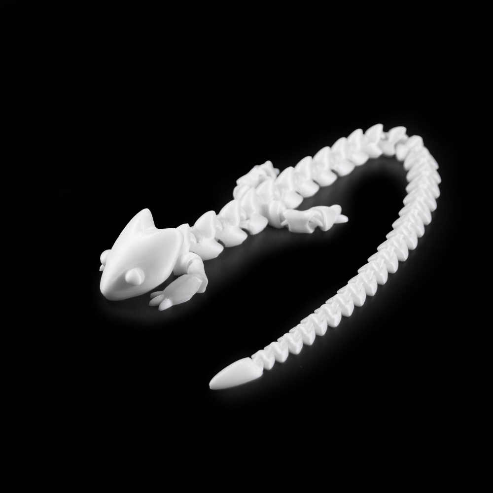 Игрушка-антистресс подвижная гибкая Ящерица-четки, 39см, 3D печать, белая