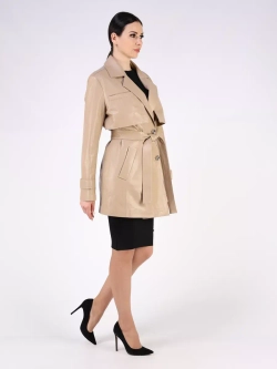 Кожаная куртка осень Турция тренч короткий