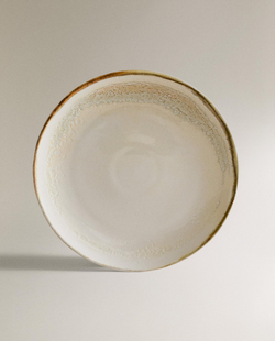 Zara Home блюдо сервировочное из каменной керамики, цвет бежевый, 32.7 см