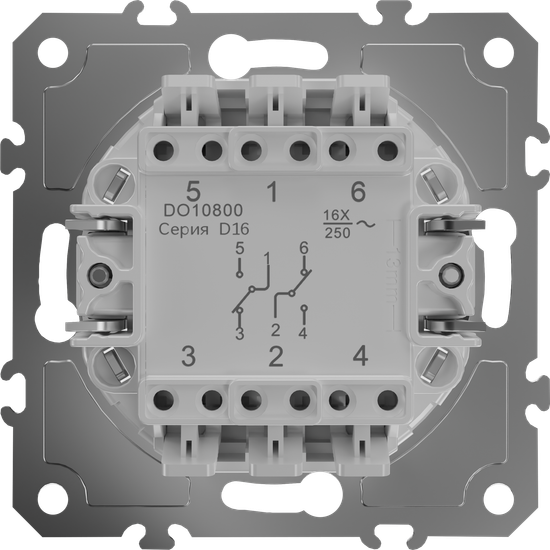Механизм выключателя В2 с 2-х мест (проходного), быстрозажимные контакты, 16 A 250 В~, серия D16