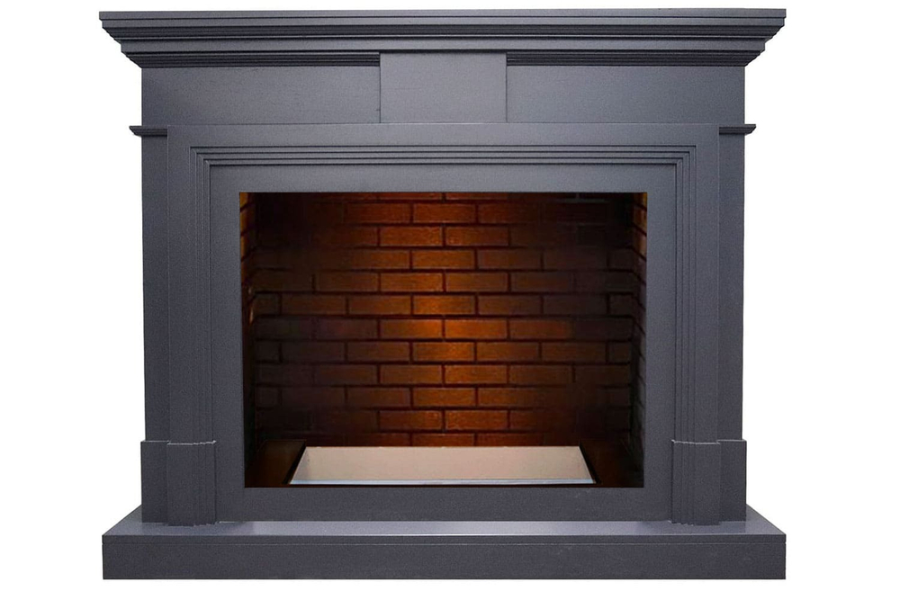 Каминокомплект Coventry - Серый графит / Кирпич с очагом Cassette 600 LNH-INT (с дровами)