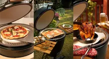 Керамический гриль Big Green Egg XL, 61 см, на модульной угловой подставке с тумбой и дополнительной секцией
