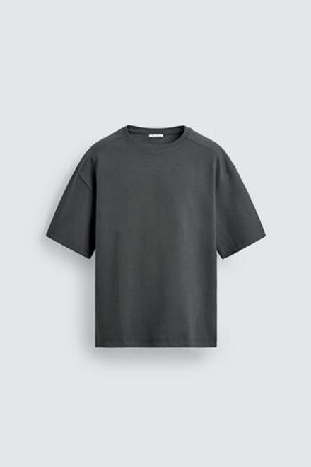 ZARA ТОЛСТОВКА RELAXED FIT ИЗ ИНТЕРЛОКА, СЕРО-СИНИЙ