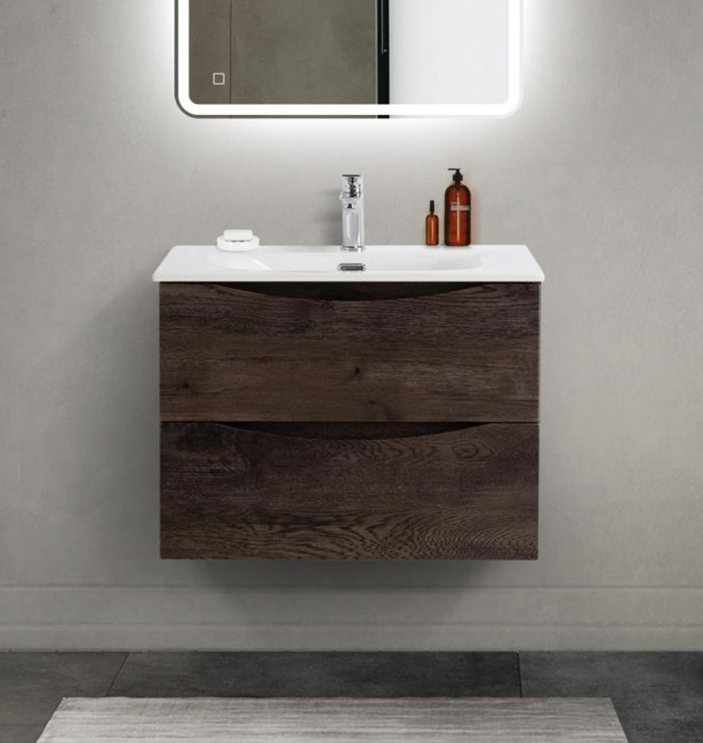 Тумба с раковиной подвесная BelBagno MARINO-CER-MINI-700-2C-SO-RNG-P Rovere Nature Grigio, раковина белая BB-8099-3-70