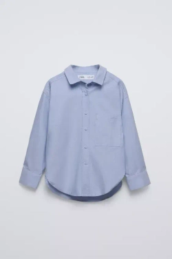ZARA РУБАШКА ОКСФОРД И ТОП В РУБЧИК, ГОЛУБОЙ